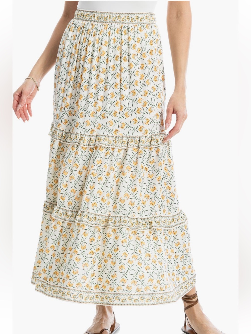 Max Studio Ruffle Tiered Midi Skirt